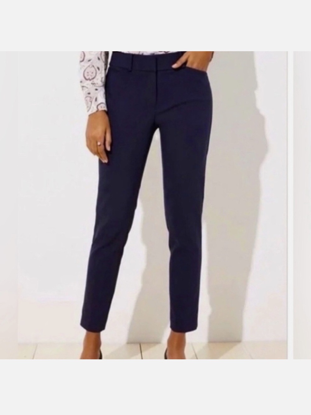 LOFT Classic Ankle Dress Pants - Dark Blue